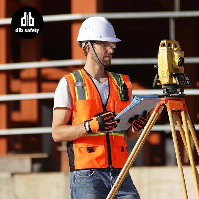 Dib Safety Reflective Vest Orange Mesh, High Visibility Vest with Pockets and Zipper, ANSI Class 2 Heavy Duty, Made with 3M Reflective Tape, 2XL