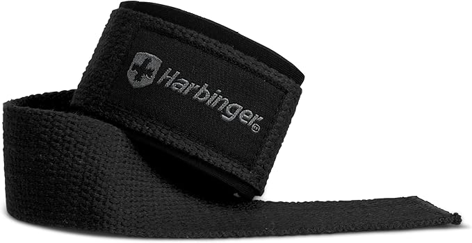 Harbinger Padded Cotton Lift Straps - Soft, Supportive Neotek Wrist Pads - 21.5" Length, 1.5" Width - Reinforced Edges & Heavy-duty Stitching - Cushions Wrists for Lifting Support