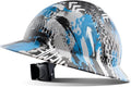 LANON Full Brim Hard Hat, OSHA Construction Work Approved, Premium Blue Pattern Design, FRP Safety Helmet with 4 Point Adjustable Ratchet Suspension, Class C