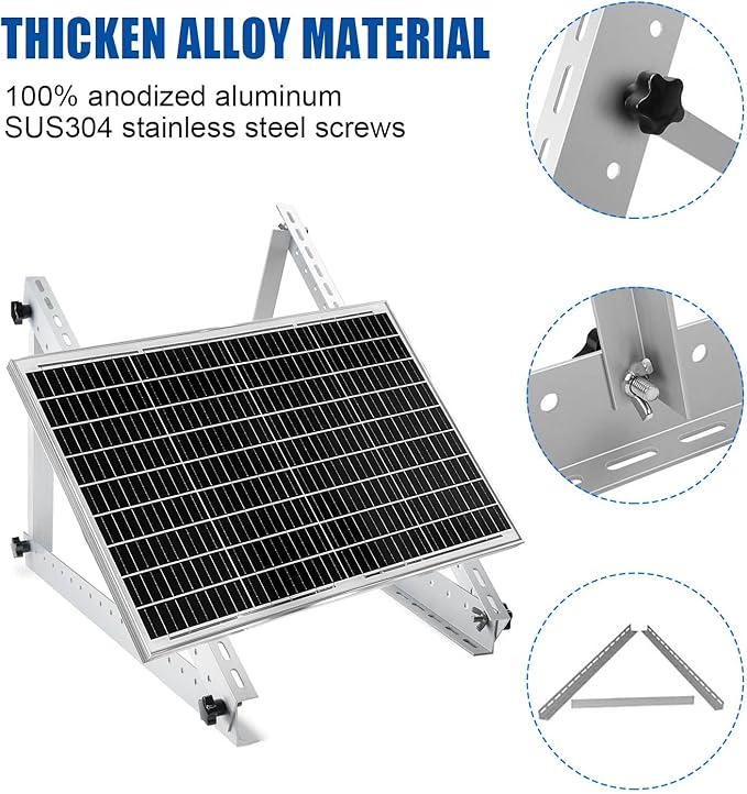 Solar Panel Mount Brackets, 2 Sets 45 inch with Foldable Tilt Legs, Suitable for 2-4pcs 180 200 300 400 500 Watt Solar Panel, Adjustable Mounting Brackets for Roof, RV, Boat, and Off-Grid