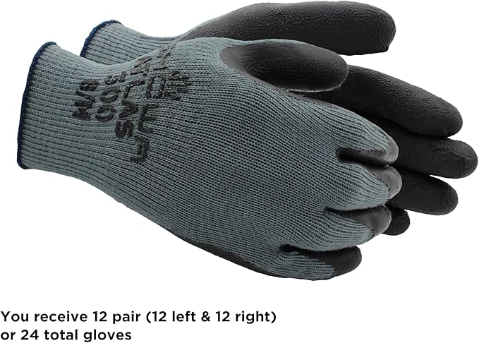 SHOWA Atlas 300 Original 1994 Crinkle Grip Work Gloves,for Construction, Landscaping, Gardening, & Masonry
