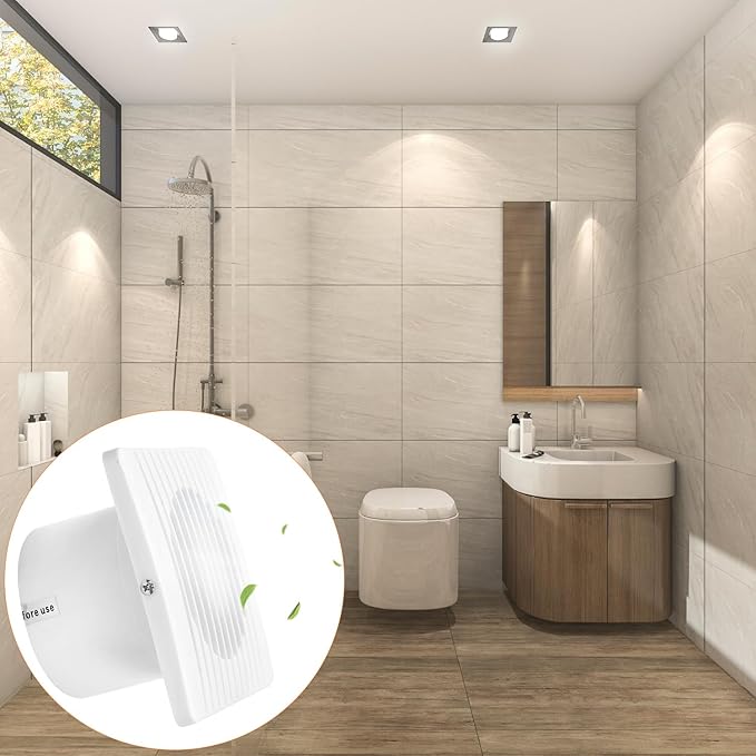 QWORK 4 Inch Wall-Mounted Exhaust Fan, 12W Efficiency, ABS Construction, Pull Cord Switch, Anti-Backflow Check Valve, Ideal for Bathroom Vents, Grow Tents, Kitchens, and More