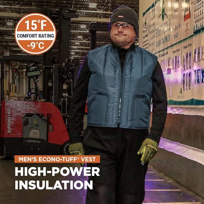 RefrigiWear Men's Econo-Tuff Lightweight Warm Fiberfill Insulated Workwear Vest