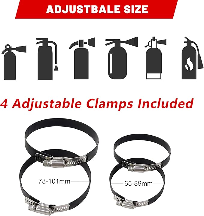 UTV Fire Extinguisher Mount Kit - Aluminum Adjustable Quick Release Roll Bar Car Fire Extinguisher Bracket Holder for 1.75-2in Roll Bar UTV Compatible with Polaris RZR SXS Ranger Camper Can-Am