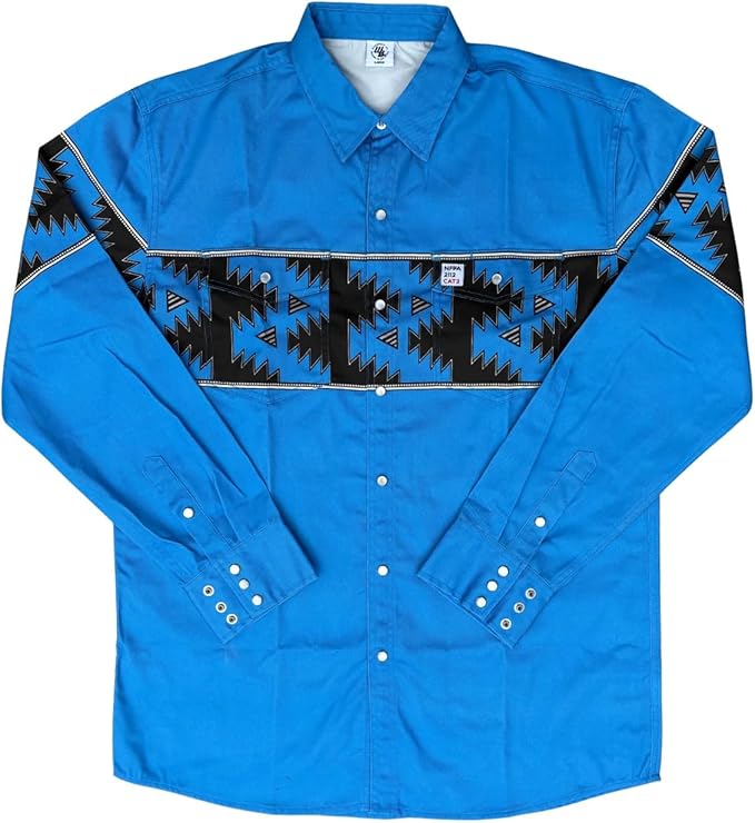 WoahBros FR Shirts for Men, 8oz Midweight Flame Resistant Welding Shirt, 100% Cotton, Pearl Snap Buttons - CAT2/NFPA2112
