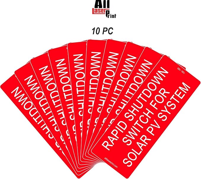 Photovoltaic Labels for PV Solar System_#150-160 "Rapid Shutdown Switch for Solar PV System_5 ¼” X 2” _Pack of 10