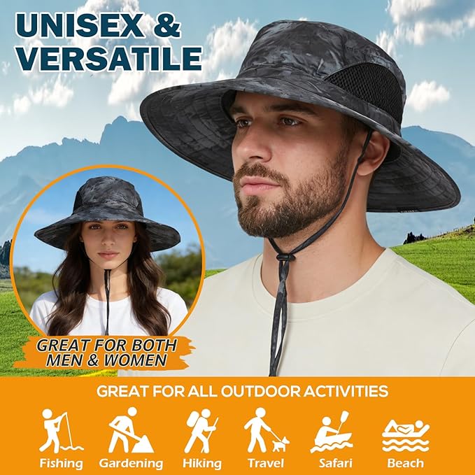 EINSKEY Wide Brim Sun Hat, UPF 50+ UV Protection Waterproof Packable Bucket Hat for Men & Women, Fishing Hiking Beach Garden