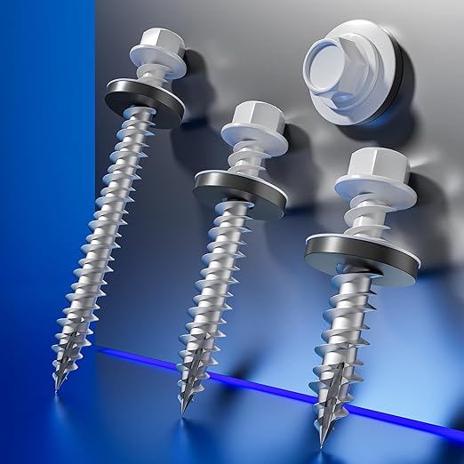 # 3/16 * 2" 370PCS 5lbs White Hexagonal Metal Sheet roof Screws, #10 * 2 with EPDM washers and Hexagonal self Tapping, Used for Metal to Wood, Corrugated Roofs.5 * 50mm