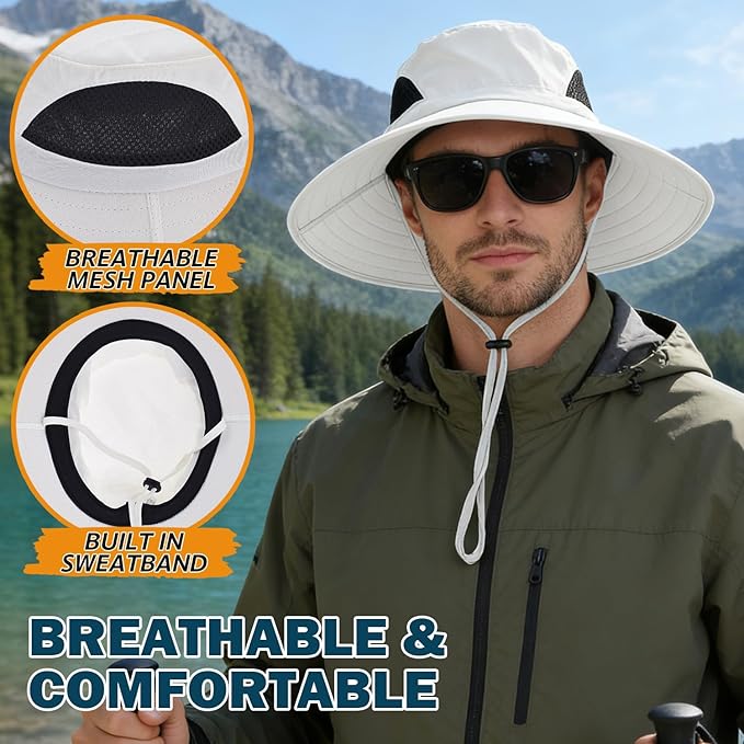 EINSKEY Wide Brim Sun Hat, UPF 50+ UV Protection Waterproof Packable Bucket Hat for Men & Women, Fishing Hiking Beach Garden