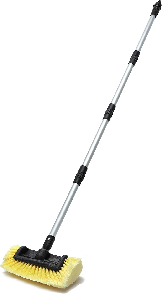 60" Car Wash Brush with Long Handle Soft Bristle Scrub Cleaning Mop with Extendable Handle for Car SUV Truck Caravan Boat Solar Panel House Siding, Sweep Snow, Yellow
