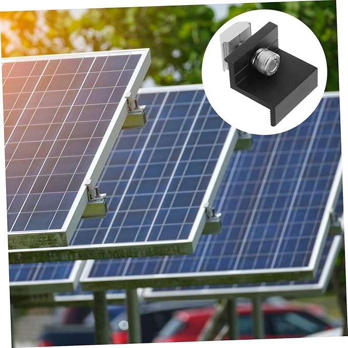 UPKOCH 4pcs Solar Panel Mounting Brackets Adjustable Aluminum Mid End Clamps for Flat Roof Installation Suitable for Solar Panels