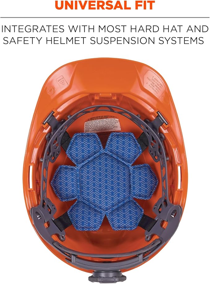 Ergodyne Chill-Its 6612 Moisture Wicking Hard Hat Top Pad, Padded Cooling Microfiber, Fits Most Suspension Systems (3-Pack)