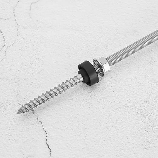 Pack of 4 Hanger Bolts 304 Stainless Steel Height Adjustable Solar Hanger Bolts for Photovoltaic Solar Attachment on Building Roofs, M10 x 300 mm, 549-A-BIW