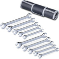 10-Piece Complete Metric and SAE Flare Nut Wrench Set with Pouch | Metric 9mm - 21mm, Inch 1/4” - 7/8” | Cr-V Steel, 6-Point Double-End Design, Perfect Line Wrench for Fuel, Brake and Air Conditioning