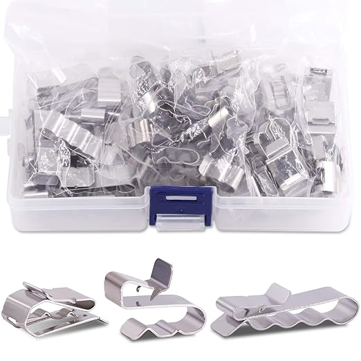 60 Pieces Stainless Steel Cable Clips kit with 34 mm 23mm 14mm Wiring Frame Clip PV Module Wire Management for Solar Application Trailer Boat Auto
