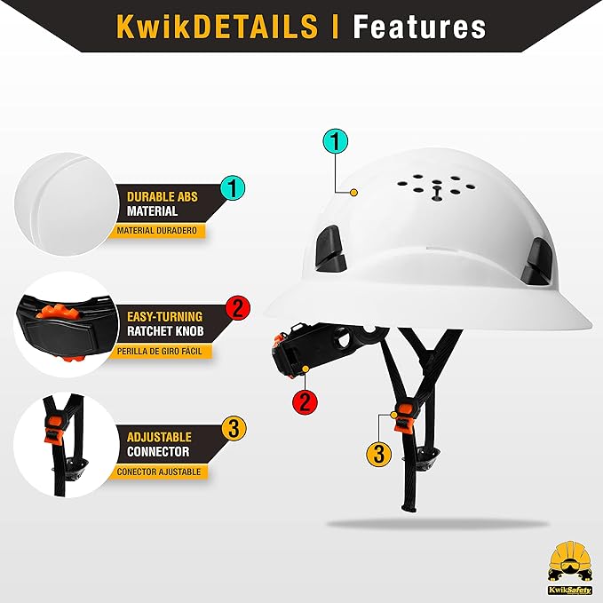 KwikSafety - Charlotte, NC - Hard Hats [Full Brim, Cap Style, Climbing Style] Type 1, Class C ANSI OSHA