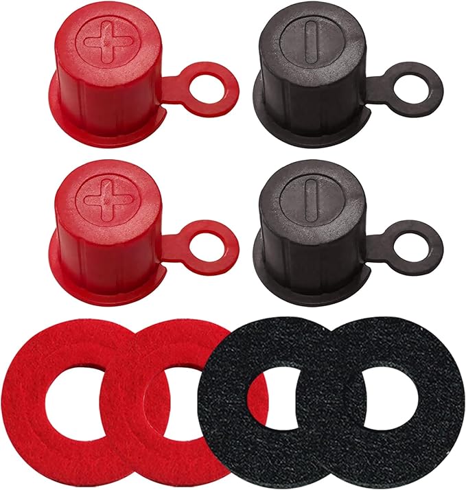 Ampper Top Post Plastic Battery Post Caps, Battery Post Terminal Cover Insulator Protector W/Washers for Car, Vehicle, RV and Boat (Cap, 2 Sets)