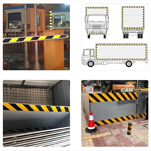 Reflective Tape, Waterproof Self Adhesive Dot Reflective Tape Outdoor Safety Caution Reflector for Trailers, Bikes, Cars（Black Yellow, 1 Inch x 65 Feet）