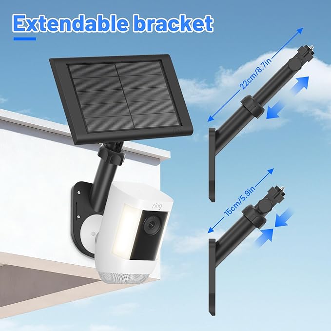 Universal 2-in-1 Wall Mount for Solar Panel & Camera-Compatible with Ring Stick Up Cam/Spotlight Cam/Plus/Pro(Battery), Blink, Arlo, Eufy, Wyze-Adjustable Solar Panel Mount with 360° Rotation Black