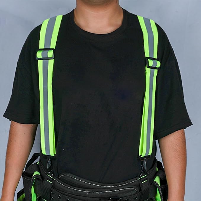 MELOTOUGH Reflective Safety Suspenders|Work Suspenders with Hi Viz Reflective Strip Hold Up Tool Belt Suspenders