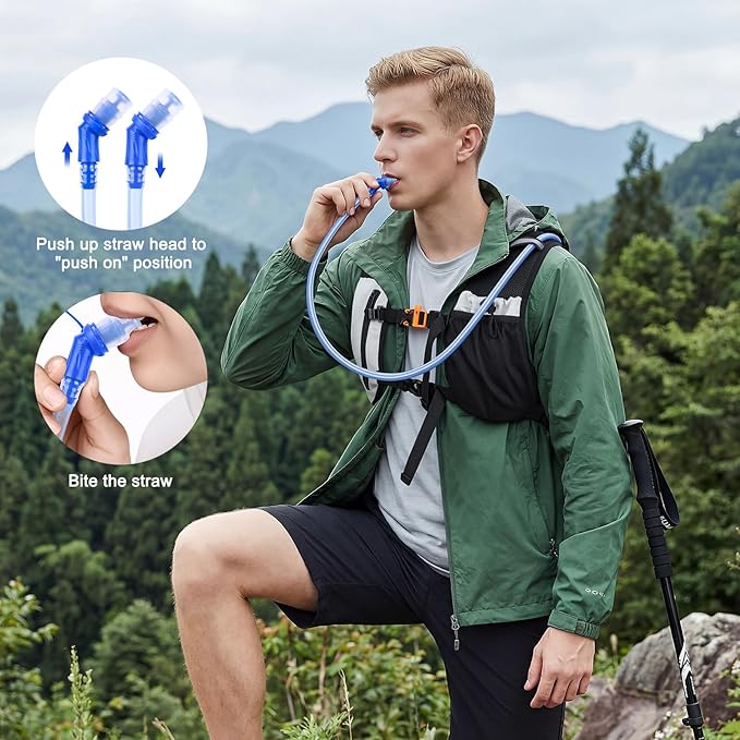 KUYOU Running Hydration Vest - Lightweight Insulated Hydration Backpack with 2L Water Bladder, Adjustable Chest Straps and Reflective Water Backpack for Running Marathon Race Hiking Cycling