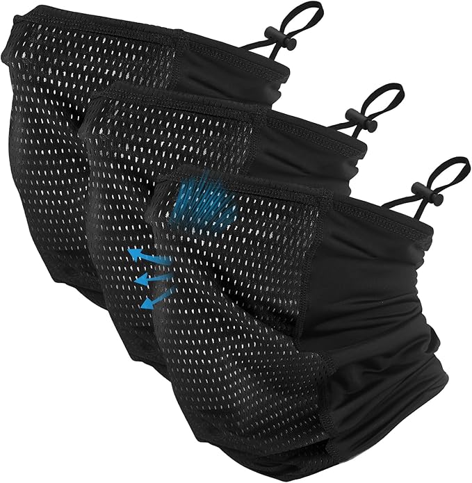 Geyoga Adjustable Cooling Neck Gaiter Breathable Summer Face Mask with Mesh Holes Strap UV Protection Neck Cover for Men