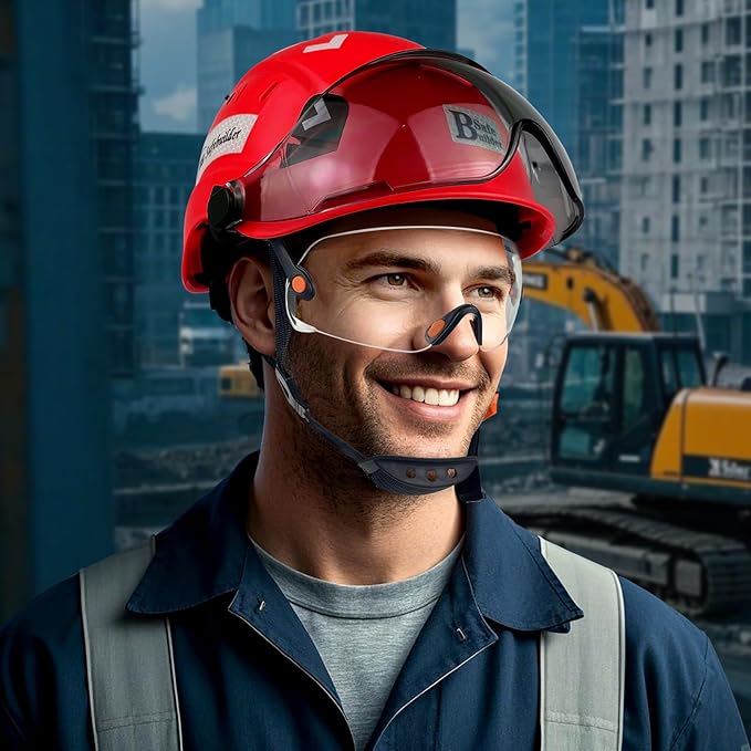 Construction Safety Helmet with Build-in Visor ABS Hard Hat with Visor Adjustable Ventilation Hardhats Work Head Protection ANSI/ISEA Z89.1