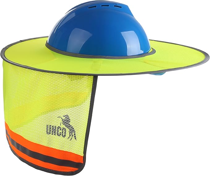 UNCO- Hard Hat Sun Shield, 4 Pack, Yellow, Full & Standard Brim Mesh Sunshade High Visibility Reflective, Hard Hat Accessories