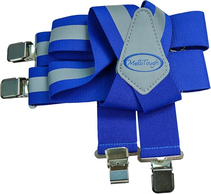 MELOTOUGH Reflective Safety Suspenders|Work Suspenders with Hi Viz Reflective Strip Hold Up Tool Belt Suspenders