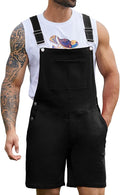 Bindefon Denim Overalls for Men Jean Shorts Jumpsuit Work Bibs Coveralls with Zipper