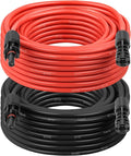 Solar Extension Cable 8AWG 25FT 2-Pack (Red + Black), PV Wire with Male/Female Solar Connectors, Weatherproof Solar Panel Wire for RV, Boat, Inverter, Off-Grid Systems