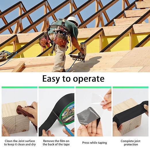 Joist Tape,2" X 50' Butyl Deck Joist Tape,Waterproof Joist Tape for Decking,Deck Joist Flashing Tape for Deck Joists,Wood Beams Building Joists(16 Rolls)