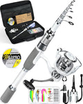 Ghosthorn Fishing Rod and Reel Combo Carbon Fiber Telescopic Fishing Pole Carrier Bag Portable Kit Saltwater Freshwater