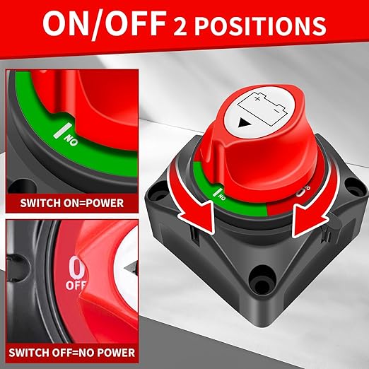 Battery Disconnect Switch 12V-48V DC 275A Battery Power Master Isolator Shut Off Switch for Marine Boat Car Truck Camper RV Trailer