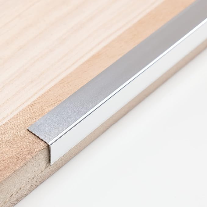 Aluminum Peel and Stick L Molding Corner Guards with 90° Angle for Wall Door Frame Cabinet Baseboard Protection and Decoration, 35.4in x 0.8in (3Pcs)