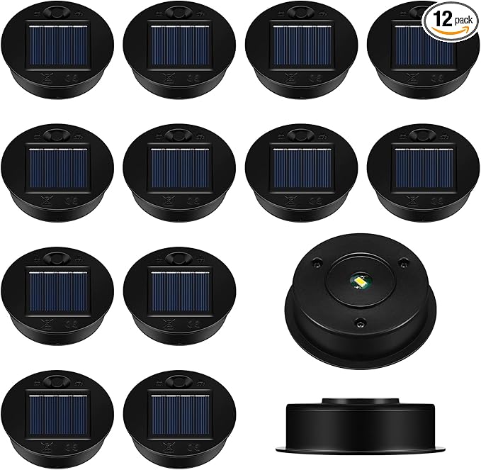 Jeyiour 12 Pack Solar Light Replacement Tops Replacement Solar Light Parts Waterproof LED Panel Lantern Lid Outdoor Top Kit for Hanging Lanterns Patio Decor(2.76 in)