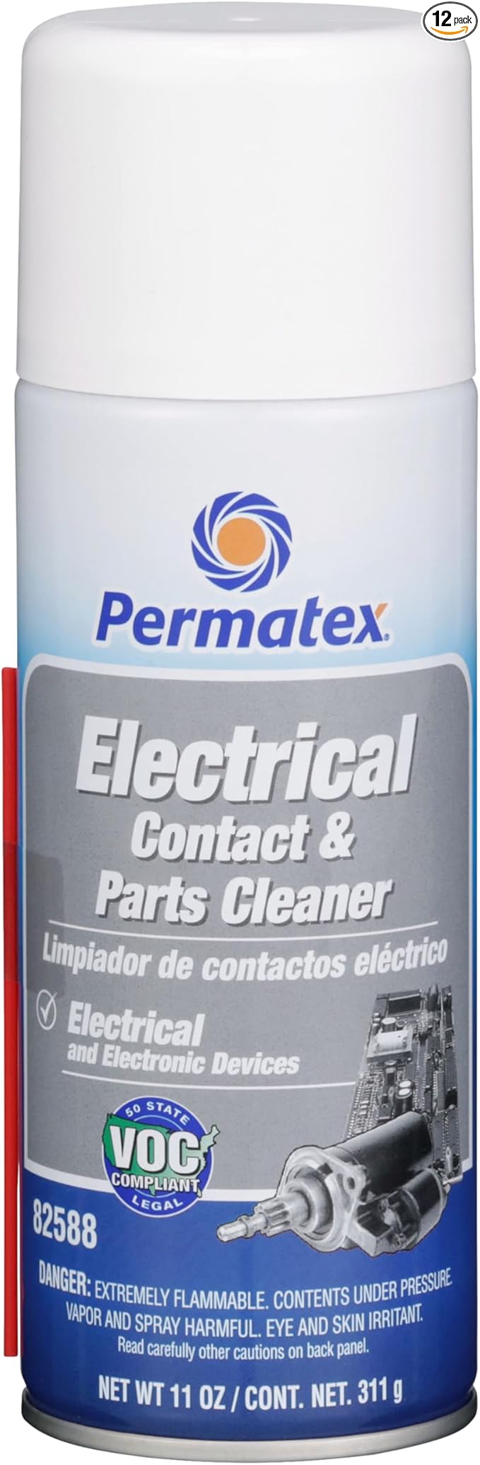 Permatex 82588-12PK Electrical Contact and Parts Cleaner - 11 oz., (Pack of 12)