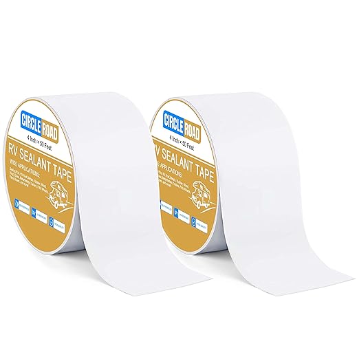 RV Roof Tape White 2 Pack, 4 Inch X 50 Feet RV Repair Sealant Tape, Stop Camper Roof Leaks, UV-Resistant, Weatherproof and Reliable for Camper, Trailer, Boat (4In-50FT 2Pack)