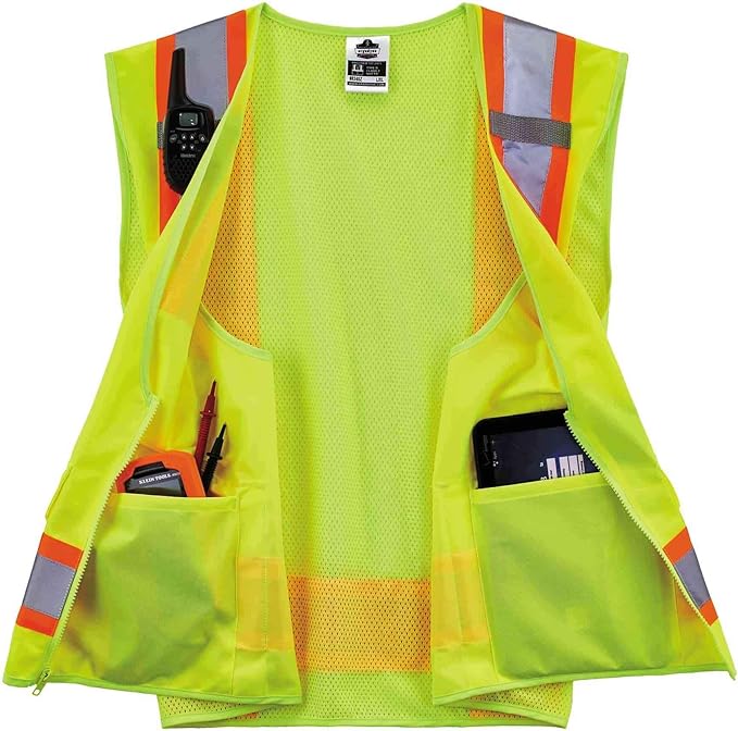 Ergodyne Unisex Two-tone Class 2 Two Tone Surveyors Vest, Lime, Small-Medium US