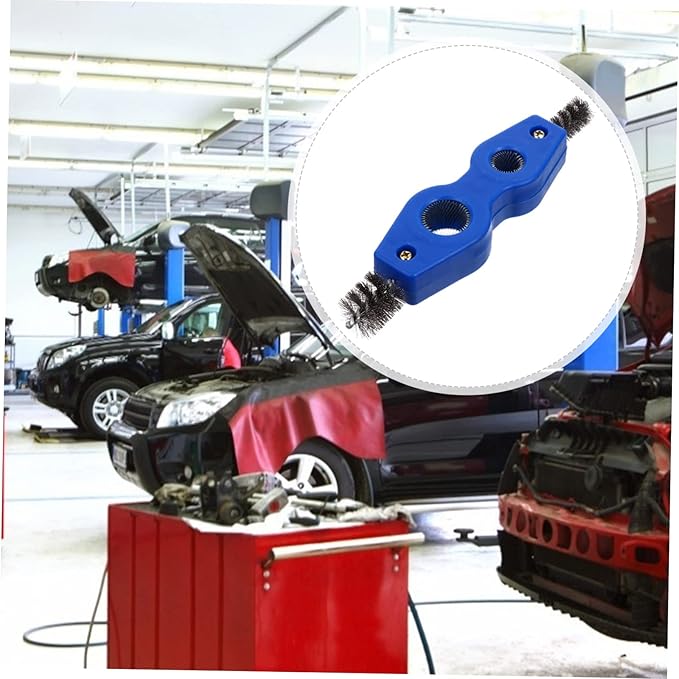 Wakauto Car Battery Brush Battery Terminal Cleaning Brush, 4 in 1 Steel Wire Brush Heads for Battery Terminals Machine Parts Cleaner Tool