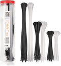 Cable Matters 200-Pack Cable Ties for Indoor and Outdoor, 6, 8, 12-Inch Self-Locking Nylon Zip Ties Assorted Sizes, Tie Wraps for Multiple Use, Self Locking Zipties, in Black and White