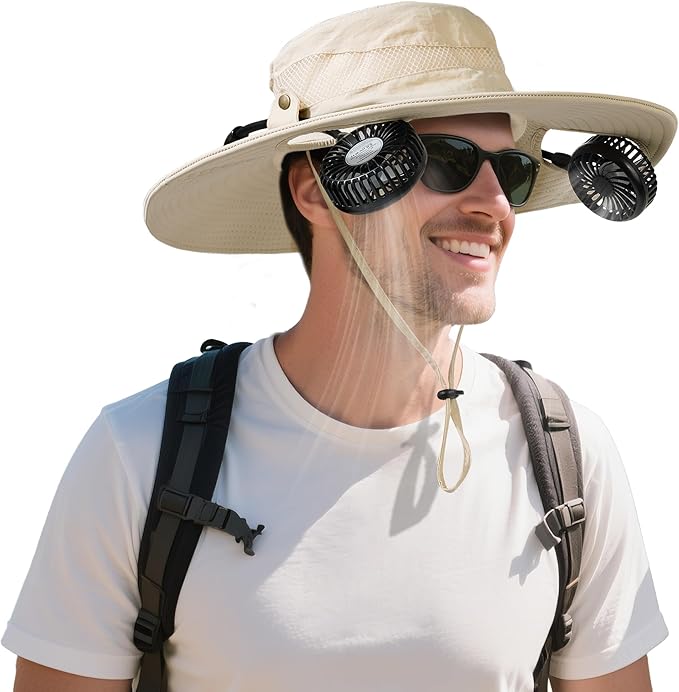 AMACOOL Bucket Hat Fan Pro, Gifts for Father Dad Husband, Fishing Essentials for Men Women, Camping Hiking Beach Gardening