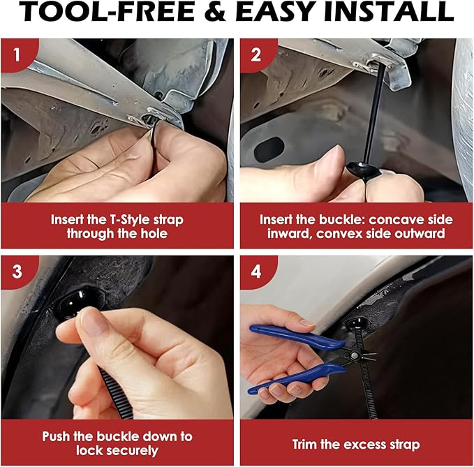 150Pcs Nylon Universal Cable Tie Buckle with Cutter, New Multifunctional Nylon Zip Ties for Car, Heavy-Duty Self-Locking UV Resistant Cable Ties for Engine Bumper Retainer Fender Liner
