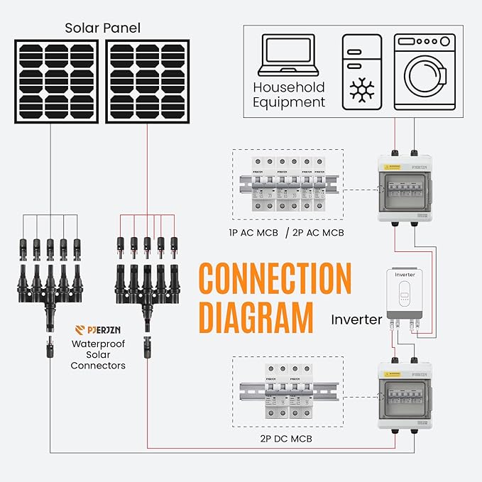 Solar Panel Connector 5 to 1 Solar Y Branch Solar Panel Splitter 5 Way Y Branch Solar Panel Parallel Connectors for Parallel Connection Solar Panels (1 Pair 5 to 1)