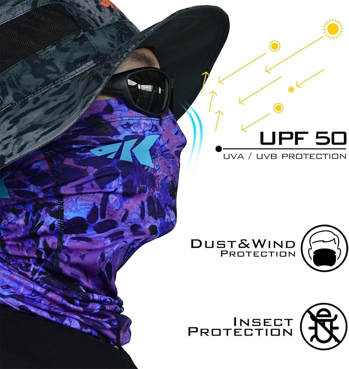 KastKing Sol Armis Neck Gaiter - UPF 50 Face Mask - UV Sun Protection Mask for Men & Women, Fishing, Hiking
