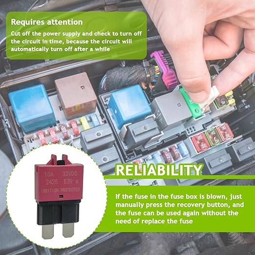 5A 10A 15A 20A 25A 30A DC 12V-32V Manual Reset Circuit Breaker ATC/ATO Low Profile T3 Mini Blade Fuses Breakers for Car Trucks Marine Boat RV Solar and More