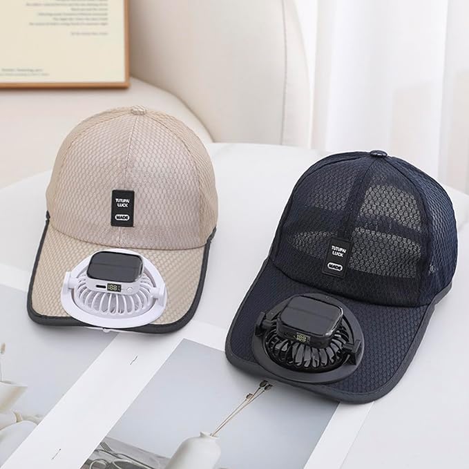 Men Women Solar Powered Fan Hat Cooling Baseball Hat Fishing Camping Beach Hats with Solar Fans Summer USB Charging Sun Hats