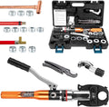 Copper Pipe Crimping Tool - with 1", 3/4", 1/2" Dies for F877 stainless PEX Press Sleeves & Copper Pipe + 1", 3/4",5/8", 1/2", 3/8" Dies for ASTM F1807 Pex Pipe Copper Ring