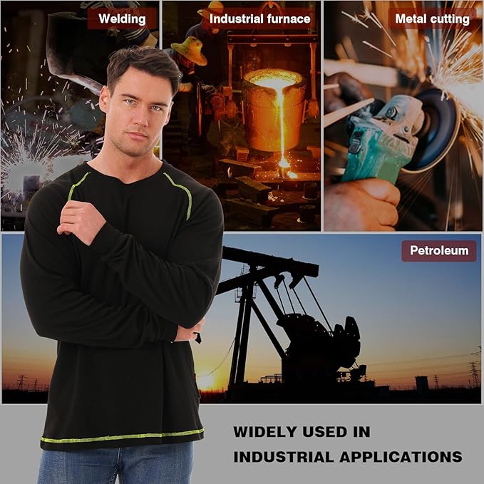 SKSAFETY FR Shirts for Men Long Sleeve, Welding Shirt 6oz Lightweight High Vis Fire Resistant Flame Retardant Shirt CAT2