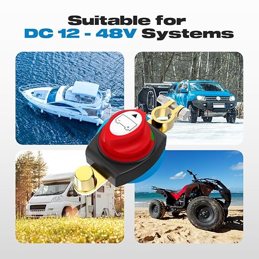 Top Post Battery Disconnect Switch, Malictele On/Off 275A Negative Battery Quick Disconnect 12-48V Heavy Duty Kill Switch for Car, Vehicle, RV and Boat